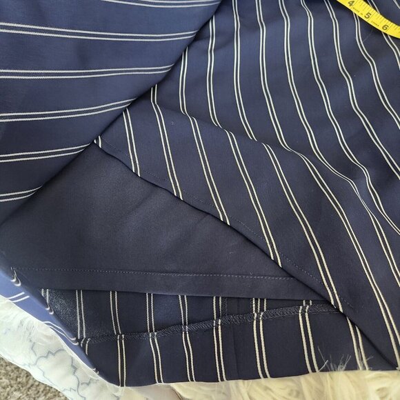 Antonio Melani Sleeveless Dress size 4 Navy Blue White Stripe Belted V Neck - Picture 8 of 12